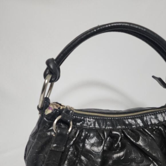 Guess Y2K Black Vegan Leather GGG Logo Embossed Mini Shoulder Hobo Bag Purse VTG - Picture 8 of 16